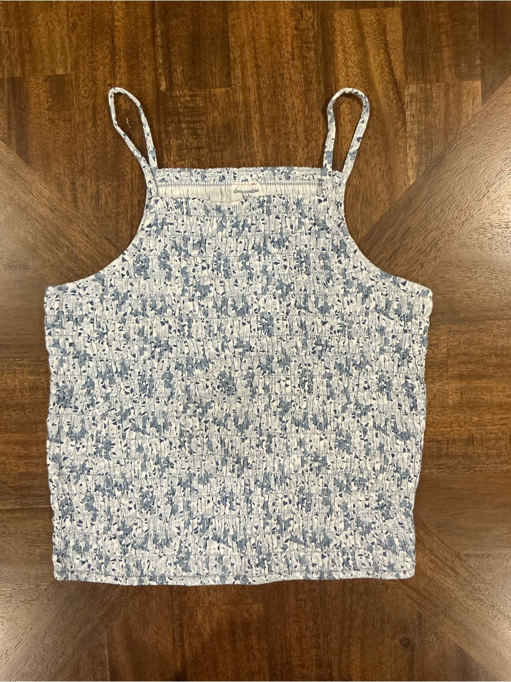 Abercrombie Kids Size 15/16 Smocked Floral-Print Cami Tank Top - Blue/White
